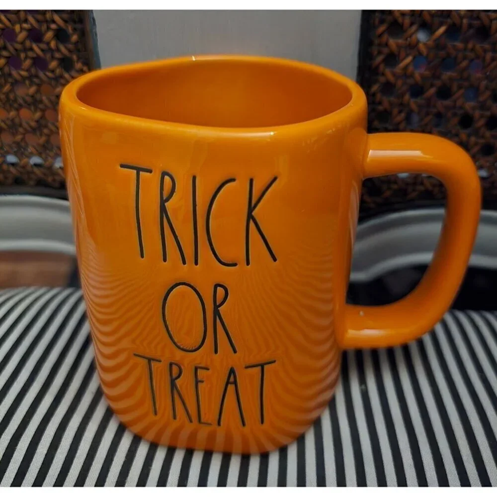 NWT Rae Dunn Halloween Orange Trick or Treat Coffee Mug